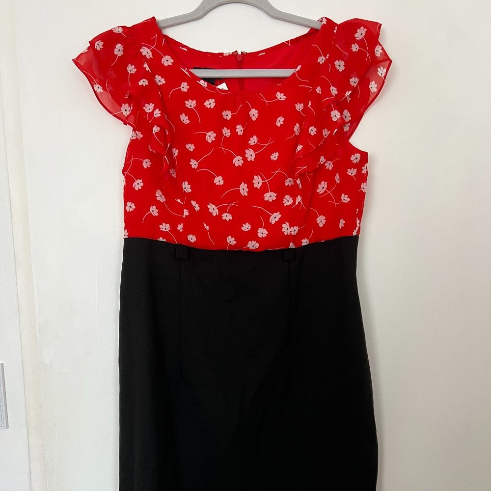 Red and Black Dress with floral print size 12P